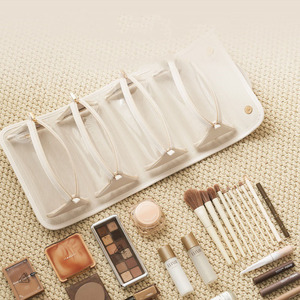 Sac de Maquillage Pliable en Cuir PU Grande Taille pour Femme, Trousse de Toilette Portable en Toile avec Fermeture Éclair et Compartiments Souples – Offre Spéciale - Product Image 4