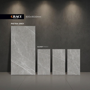Solid Sugar Grey 800x1600mm Glossy Porcelain Floor And Wall <b>Tiles</b> Modern Grey Stone Design 80x160cm - Product Image 1