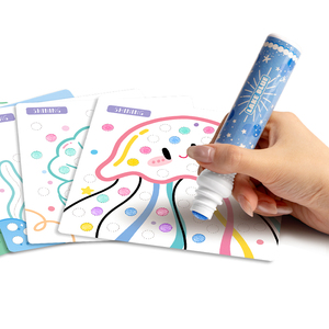 Kit de marqueurs à points pailletés 8 couleurs, 40 ml, avec 12 cartes de <span class=keywords><strong>dessin</strong></span>, coffret cadeau, kit artistique éducatif pour enfants - Product Image 5