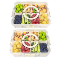 Boîte à collation multifonctionnelle à 8 compartiments, compatible micro-ondes et lave-vaisselle, et plateau de service divisé en silicone avec couvercle