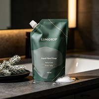 Pochette Doypack en PE recyclable à bec verseur, imprimée sur mesure, avec bouchon à vis anti-fuite et anti-goutte, pour recharge de savon liquide et shampoing