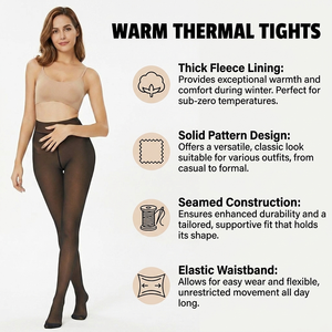 LaJourdin Fake Translucent <strong>Thermal</strong> Thick <strong>Leggings</strong> Winter Warm Fleece Lined Plaid Stirrup Yoga Pants Tight Nude Effect Tummy - Product Image 6