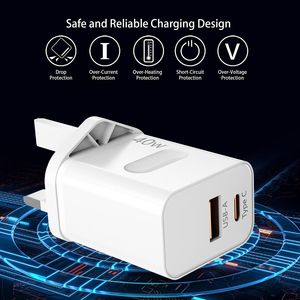 <span class=keywords><strong>Chargeur</strong></span> 40W à charge rapide, double port, prise 20W Type C et USB A, adaptateurs certifiés UKCA pour appareils britanniques - Product Image 5
