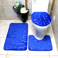 3 pièces Tapis de salle de bain en microfibre moelleux antidérapant absorbant doux et uni en gros