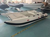 Bateau pneumatique catamaran en aluminium de 380 cm, Mehler PVC, 6 personnes, avec plateforme de pêche à l'avant, pour le sport, fabrication chinoise, personnalisation possible.