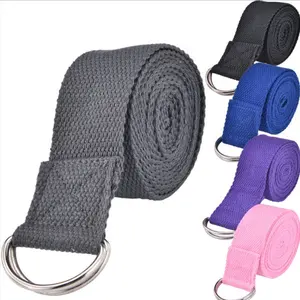 Custom Yoga Strap Adjustable D-Ring Cotton Belt Loops Durable Fitness Stretch Bands