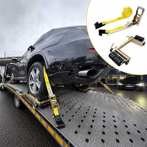 Attrezzi per il traino di veicoli in acciaio con cricchetto, strumenti per la riparazione di pneumatici e pattini per ruote auto per il recupero post-incidente - Product Image 3