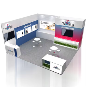 Stand d'exposition personnalisé haut de gamme 20x20 pieds pour Tech <span class=keywords><strong>Expo</strong></span>, stand modulaire avec espace de rangement, design haut de gamme, stand de salon professionnel - Product Image 3