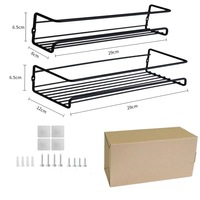Étagère à épices murale en métal avec porte-bouteilles d'assaisonnement et support de rangement pour ustensiles de cuisine pour l'organisation de la cuisine