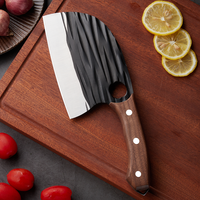 Couteau à viande professionnel de 6 pouces, couteau de boucher, lame martelée avec manche en bois de rose pleine longueur