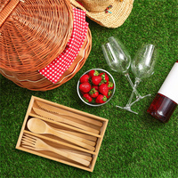 Ensemble de couverts jetables en bambou 100% entièrement naturel 1 fourchette 1 cuillère 1 couteau couverts en bambou couverts jetables biodégradables pour la fête