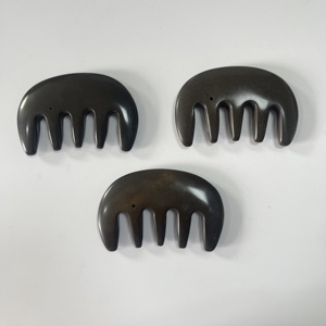 Produits de bien-être soins de santé pierre de bian jaune peigne gua sha épais à dents larges - Product Image 5