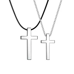 旧货反银小不锈钢基督教宗教Ankh魅力珠宝男士十字架吊坠项链