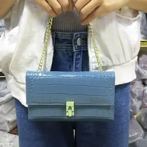 hot sales genuine leather shoulder bag wallet crocodile pattern leather phone shoulder bag