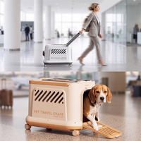 Caisse de transport pour animaux de compagnie personnalisée en gros avec ventilateur, roues universelles et plusieurs couleurs pour le transport de chiens et de chats