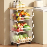 Étagère de rangement de cuisine à trois niveaux, style minimaliste, chariot pour fruits, légumes, collations et jouets, pour tiroir de bureau