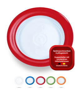 Assiette Moderne Rouge Unisono Plus Spéciale 22 cm – Aide à la Mâncette à Une Main Écologique pour une Éducation à la Table Réelle - Product Image 3
