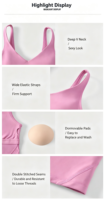 Débardeur de sport pour femme, très élastique, respirant, simple, col en V, avec logo frontal, sans couture, dos push-up, pour yoga, pilates, fitness et gym