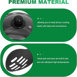 Juego de Utensilios de Cocina Geling de 13 Piezas, Diseño Nuevo, Color Negro, Juego de Ollas y Sartenes de Hierro Fundido Antiadherentes con Tapas de Vidrio - Product Image 3