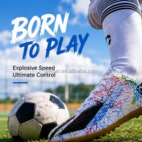 Chaussures de football professionnelles TF Turf, chaussures de football imprimées multicolores pour gazon artificiel, entraînement pour hommes