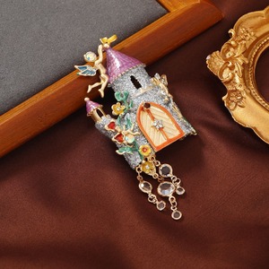 Broches Clásicos Vintage de Cristal con Diseño de Castillo de Elfo de Fantasía para Mujeres y Hombres, Pines Esmaltados Retro de Edificios, <span class=keywords><strong>Regalo</strong></span> - Product Image 1