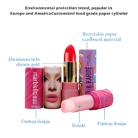 Biodégradable personnalisé imprimé Kraft carton baume à lèvres papier d'emballage Tubes conteneurs résistant à l'huile rouge à lèvres TubePackaging