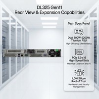 Servidor en Rack HPE ProLiant DL325 Gen11, Venta al Por Mayor de Fábrica, AMD EPYC 4.ª Gen, 64GB DDR5, 1TB SSD, Servidor de Base de Datos con Inferencia de IA