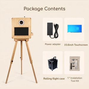 Nouvelle borne <span class=keywords><strong>photo</strong></span> vintage 2026 avec écran tactile de 15,6 pouces, impression <span class=keywords><strong>instantanée</strong></span>, en bois et métal, compatible avec les smartphones et les iPad - Product Image 1