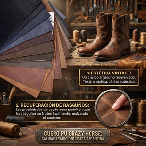 Muestra Gratuita de Cuero Sintético Reciclado GRS, Cuero PU Estilo Crazy Horse, Impermeable, para Zapatos, Bolsos y Tapicería - Product Image 3