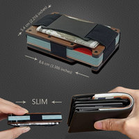 Dompet Minimalis Tipis Anti-RFID dari Kayu dan Aluminium Premium untuk Pria, dengan Tali Elastis untuk Uang Tunai, Cocok untuk Penggunaan Sehari-hari dan Perjalanan