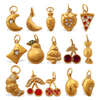 18K verguld waterdicht roestvrijstalen vintage schakels 3D vorm fruit thee collectie bedels hangers DIY ketting armband