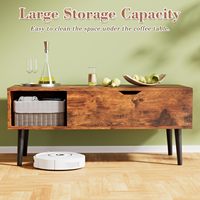 Compartiment caché moderne et grande étagère de rangement Table basse centrale en bois pour salon et bureau à la maison