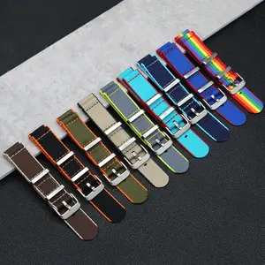 Multi Color 2 Piece Canvas Seatbelt Watch Bands Strap 20mm 22mm Quick Release Striped Nylon Watchbands For Galaxy Watch Strap