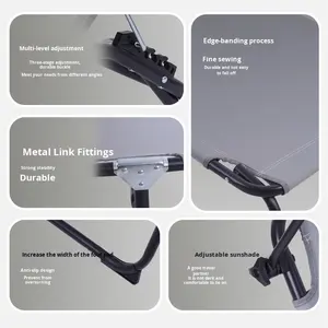 Chaise de <span class=keywords><strong>camping</strong></span> d'extérieur pliante et inclinable, portable, multifonction, avec pare-soleil en tissu, pour la pêche, le bureau, la maison, la plage et le bain de soleil sur la plage - Product Image 4