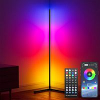 Lampadaire LED d'angle RGB avec éclairage de synchronisation musicale lampe d'angle trépied avec télécommande et contrôle d'application bricolage pour salon salle de jeu