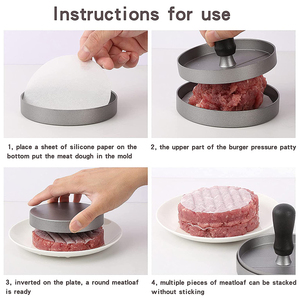 Prensa Manual para Hamburguesas de Aluminio de Grado Alimenticio Antiadherente, Ecológica <span class=keywords><strong>y</strong></span> de Alta Calidad para Hamburguesas Rellenas - Product Image 4