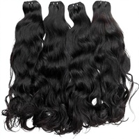 Rambut Asli India Mentah Tanpa Proses, Lembut dan Halus, Remy Single Donor Temple, Rambut Manusia Virgin India Mentah dalam Bentuk Weft