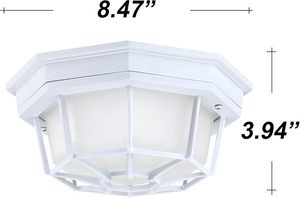 Plafoniera LED da Esterno 85" con Montaggio a Soffitto, Multicolore, Design Ottagonale in Lega di Alluminio e Vetro per Portico/Balcone - Product Image 2