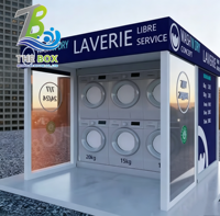 Salle de lavage en libre-service, structure en acier, maison préfabriquée commerciale, pièce modulaire, maison conteneur