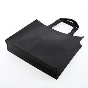 Borsa in tessuto non tessuto nero personalizzato promozionale all'ingrosso borsa in tessuto non tessuto pp per lo shopping stampato il tuo logo