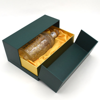 Couvercle magnétique de luxe personnalisé double porte carton carton papier bouteille unique boîte à vin rouge boîte d'emballage cadeau