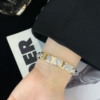 RUYI Bracelet Jonc de Luxe en Or de Dubaï, Or Jaune 14K Massif Lourd, Grand Diamant Taille Fantaisie 5 carats Total, Bijoux Bracelet pour Femme