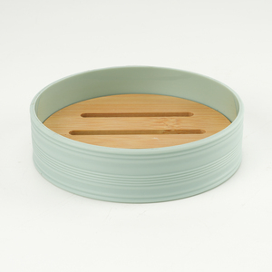 Juego de accesorios de baño de plástico duradero ecológico de 4 piezas de Color opcional, tapa de bambú, dispensador de jabón, soporte para cepillo de dientes, jabonera - Product Image 6