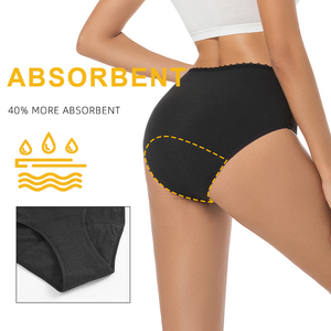 Ropa interior Menstrual de tela ecológica de cáñamo Tencel biodegradable de 4 capas de cintura alta para mujeres bragas Hipster a prueba de fugas - Product Image 2