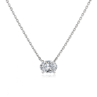 Collier en argent sterling 925 avec pendentif solitaire ovale en moissanite à 4 griffes, certifié GRA, pour femmes