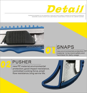 Couteau utilitaire rétractable multifonctionnel en plastique de qualité industrielle personnalisé, support OEM, lame de verrouillage de 18 mm, coupe haute teneur en <span class=keywords><strong>carbone</strong></span> - Product Image 3
