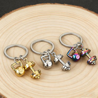 Porte-clés de sport et fitness en alliage de zinc, mini haltère et kettlebell, vente en gros d'usine, pour promotion de salle de sport, cadeau, ornement de sac