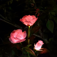 Lampes solaires LED à 3 ou 5 têtes en forme de rose artificielle, étanches IP65, RGBW, à intensité variable, pour décoration extérieure, pelouse, à brancher dans le sol