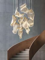 Lustre de luxe en pierre de cristal verte de grande taille pour hall, loft, escalier, projet personnalisé, lustre moderne suspendu au plafond à LED