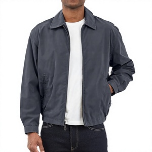 Blouson Bomber Homme Bleu Marine Coupe Droite Couleur Unie Fermeture Éclair Style Décontracté Col Rabattu Extérieur en Polyester Idéal pour l'Automne - Product Image 1
